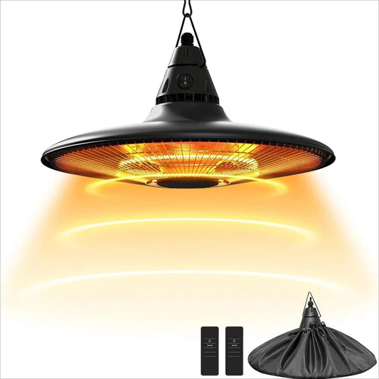 1500W Outdoor Electric Patio Heater, Ceiling Mounted with Remote Control, Infrared Design, Overheat and Tip-Over Protection